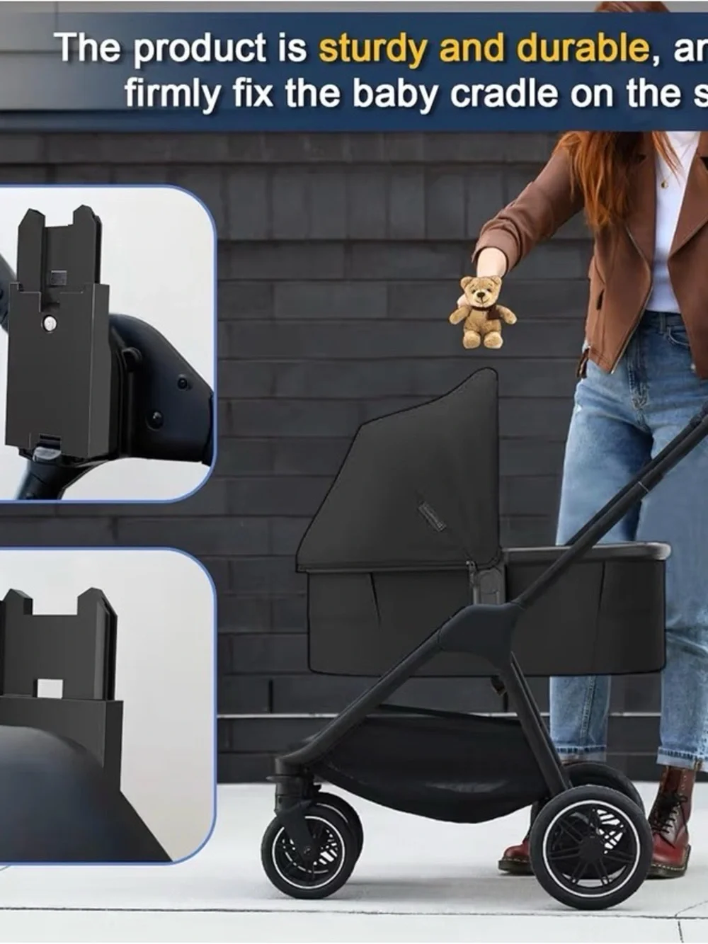 Universal Black Stroller Adapter Mount for Home Storage & Organization
